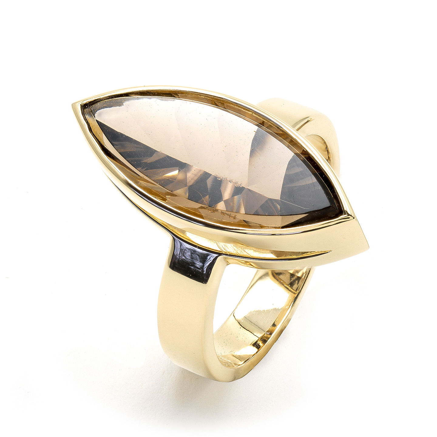 Ring 585/000 Gelbgold mit Rauchquarz